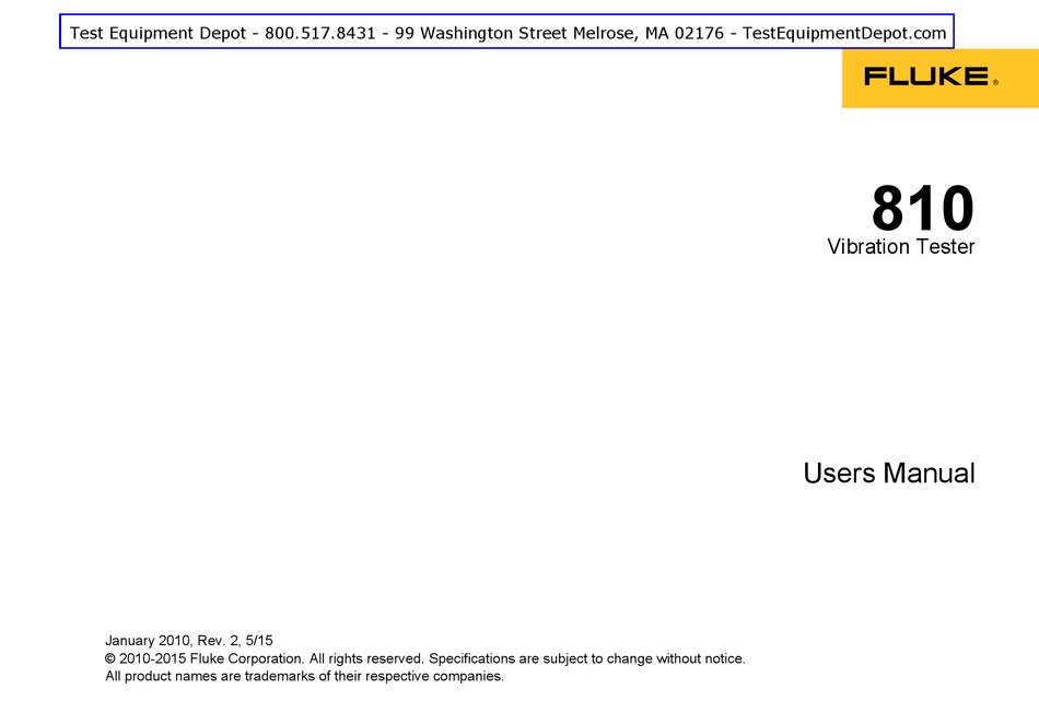 FLUKE 810 USER MANUAL Pdf Download | ManualsLib