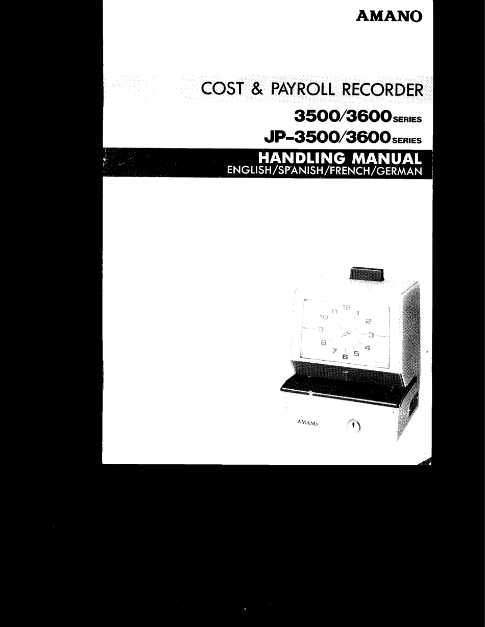AMANO 3500 SERIES HANDLING MANUAL Pdf Download ManualsLib