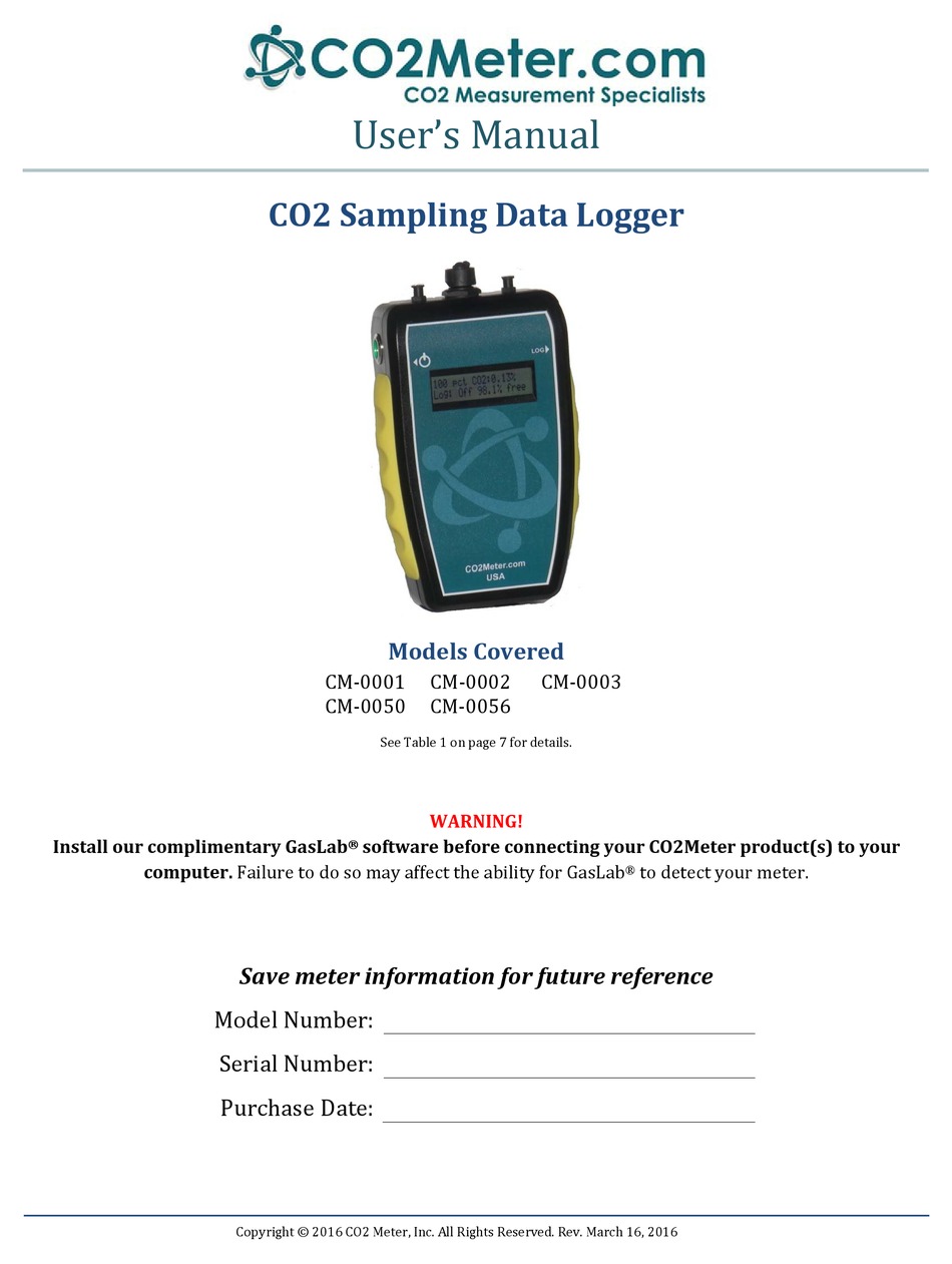 CO2METER CM0001 USER MANUAL Pdf Download ManualsLib