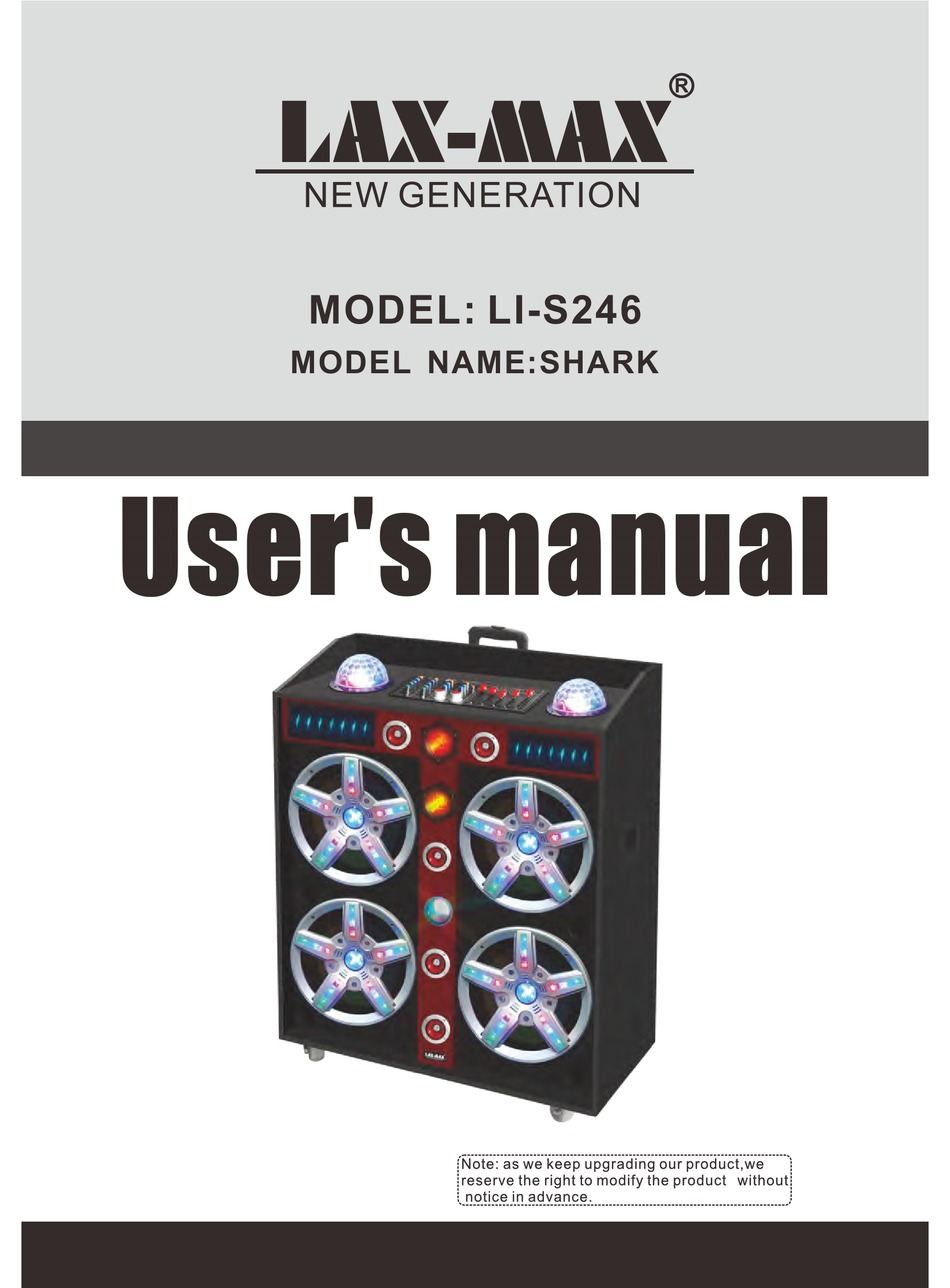 LAXMAX LIS246 USER MANUAL Pdf Download ManualsLib