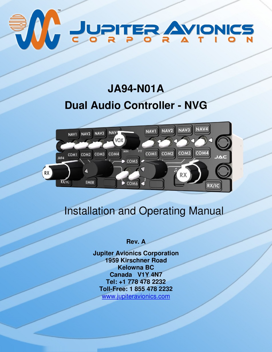 JUPITER AVIONICS JA94N01A INSTALLATION AND OPERATING MANUAL Pdf Download ManualsLib