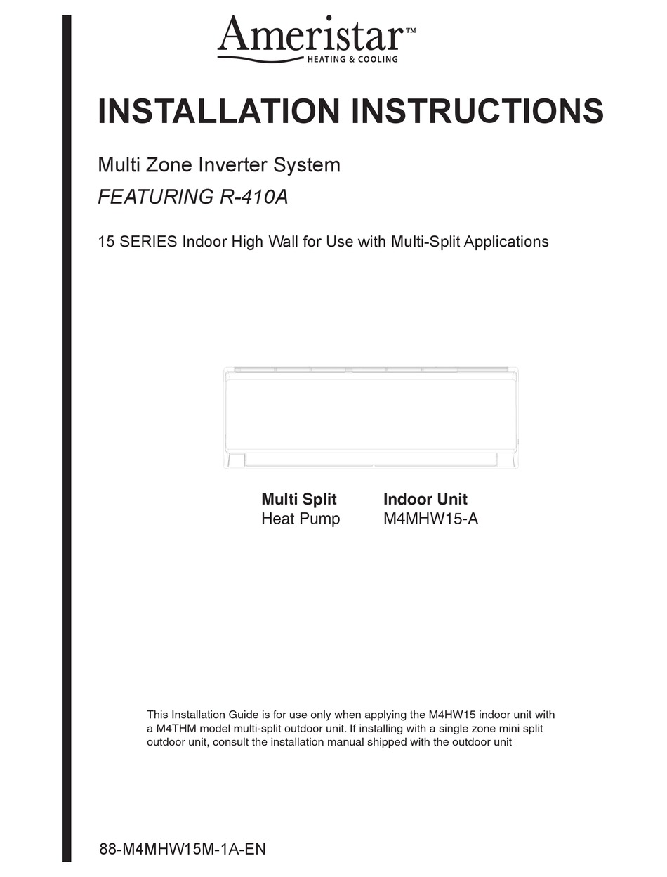 AMERISTAR M4MHW15-A INSTALLATION INSTRUCTIONS MANUAL Pdf Download ...