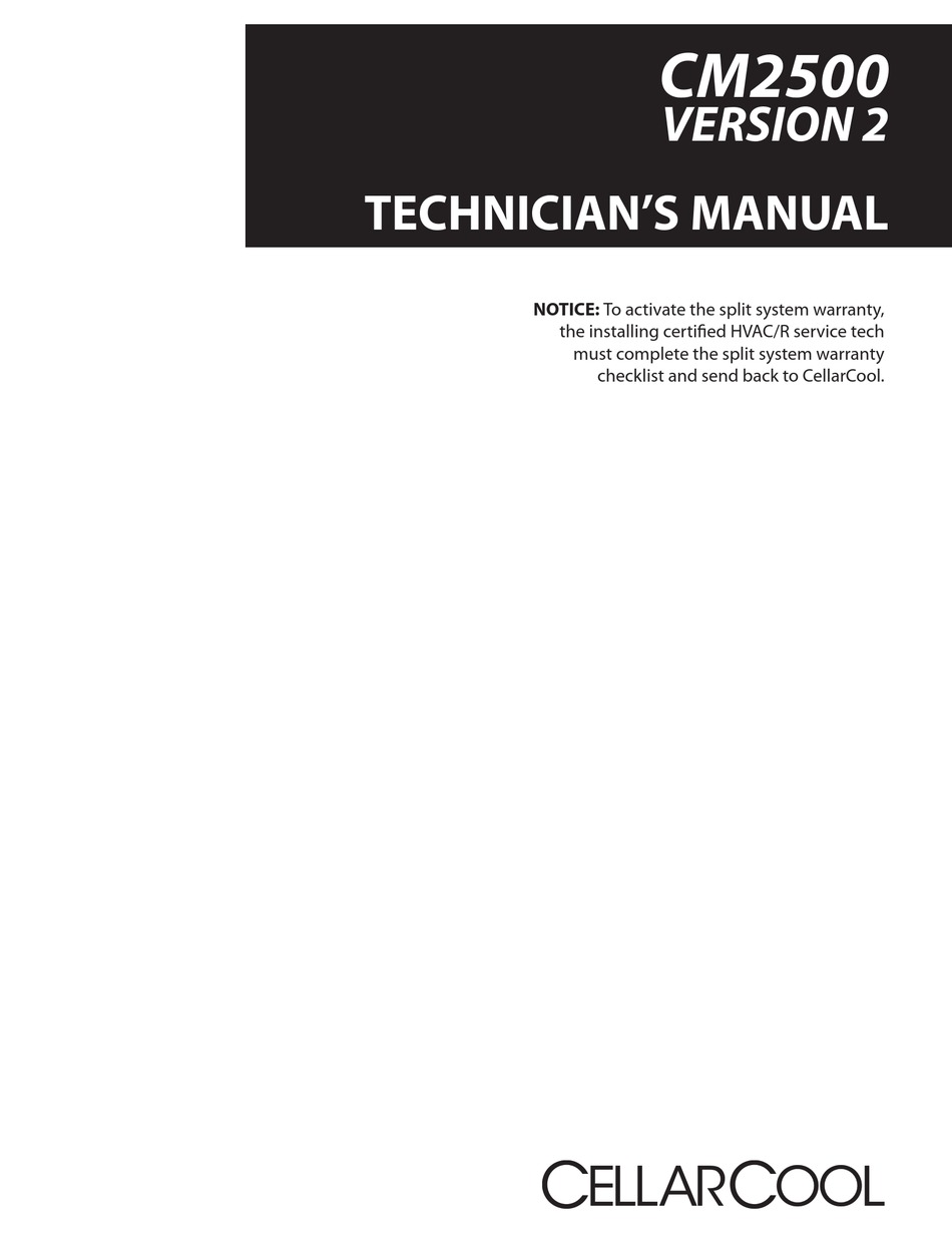 CELLARCOOL CM2500 TECHNICIAN MANUAL Pdf Download ManualsLib