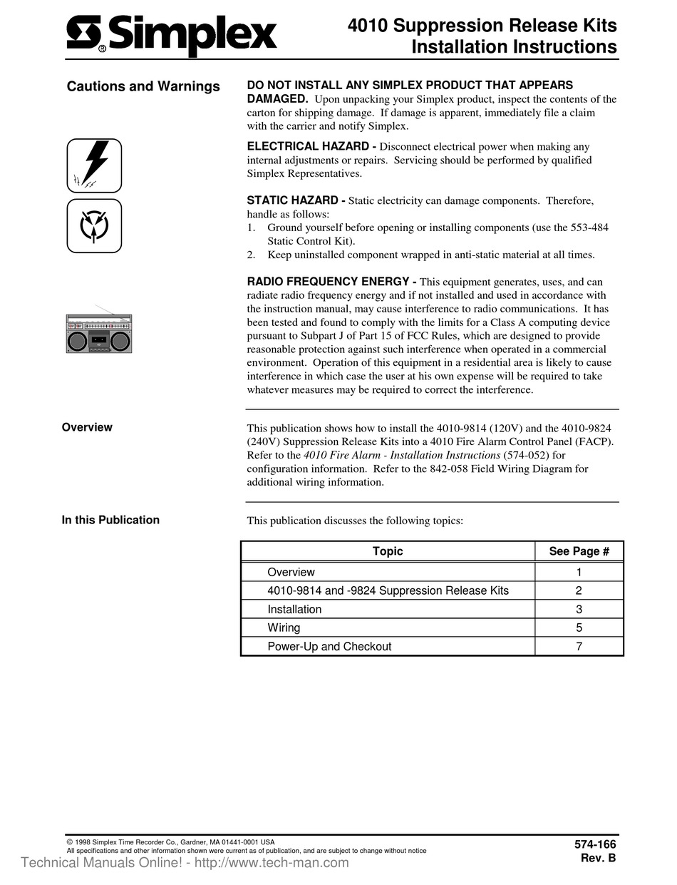SIMPLEX 4010 INSTALLATION INSTRUCTIONS MANUAL Pdf Download | ManualsLib