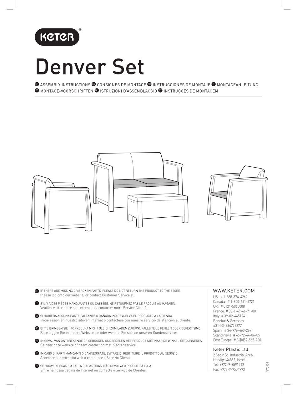 KETER DENVER SET ASSEMBLY INSTRUCTIONS MANUAL Pdf Download ManualsLib