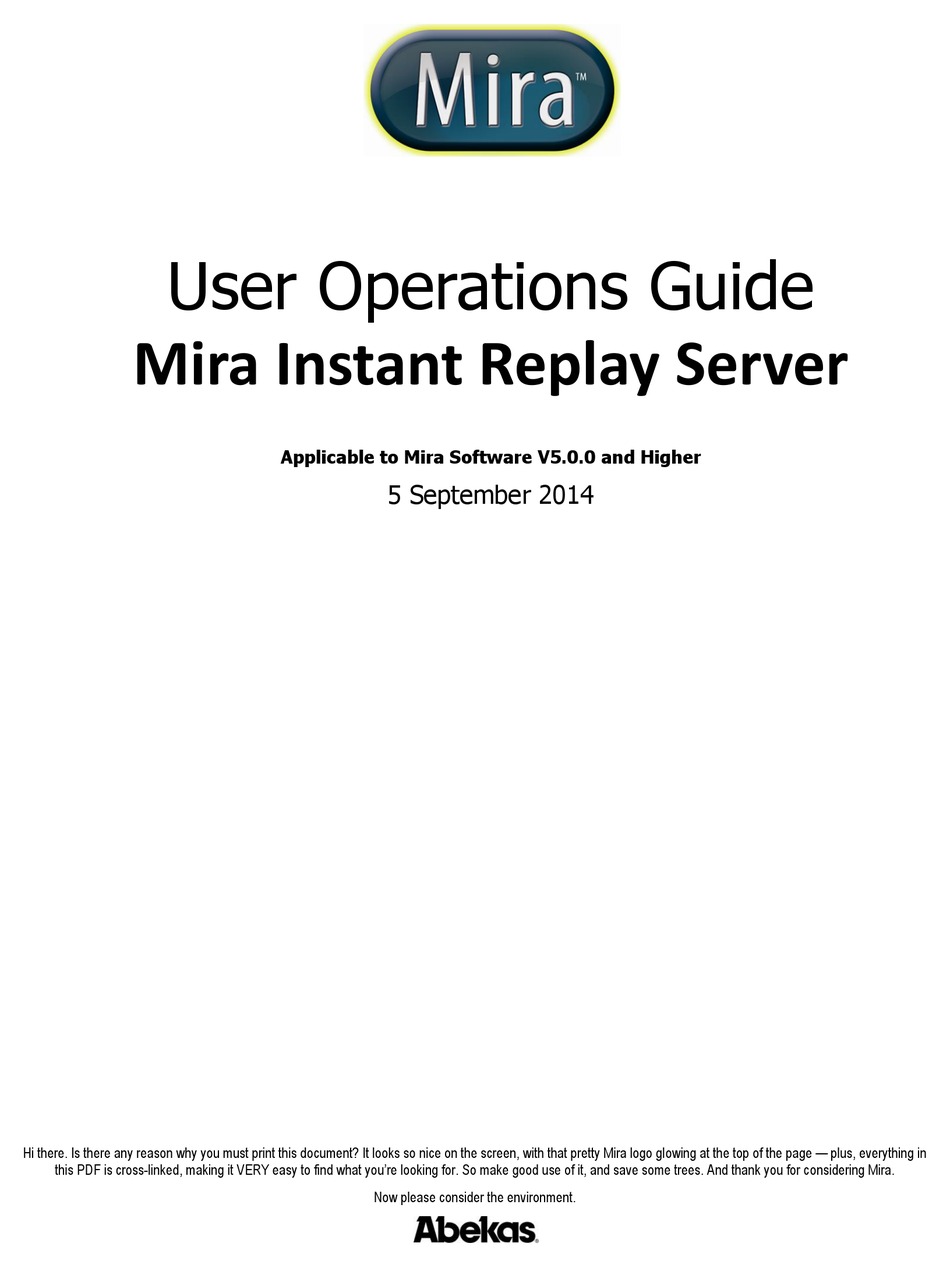 ABEKAS MIRA USER'S OPERATION MANUAL Pdf Download ManualsLib