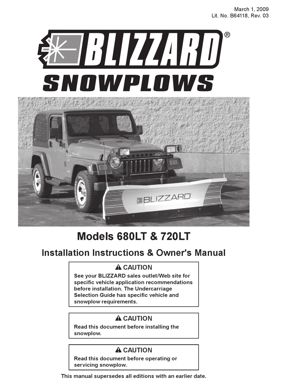 BLIZZARD 680LT INSTALLATION INSTRUCTIONS &amp; OWNER'S MANUAL Pdf Download ...