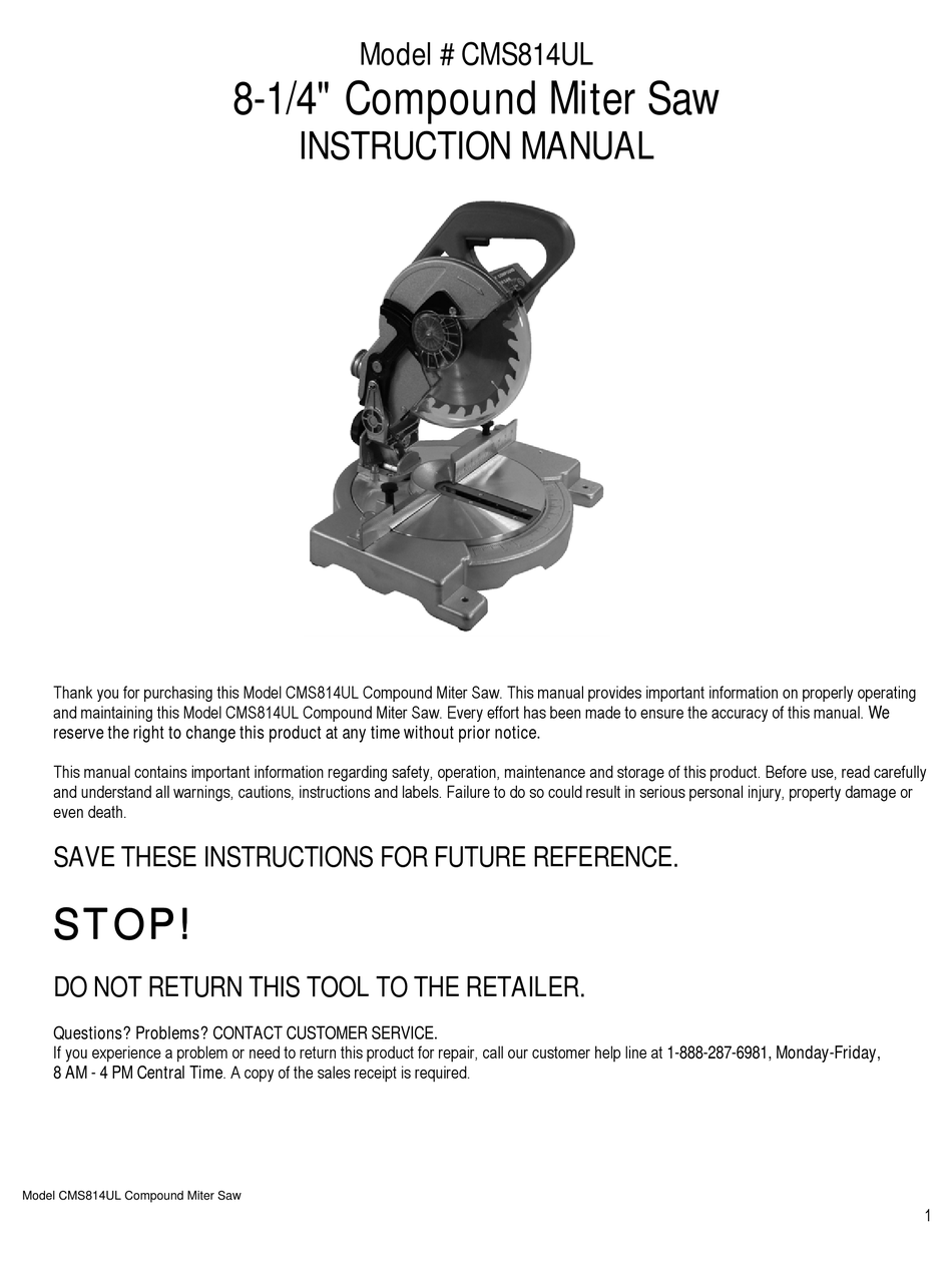 HOME DEPOT CMS814UL INSTRUCTION MANUAL Pdf Download ManualsLib
