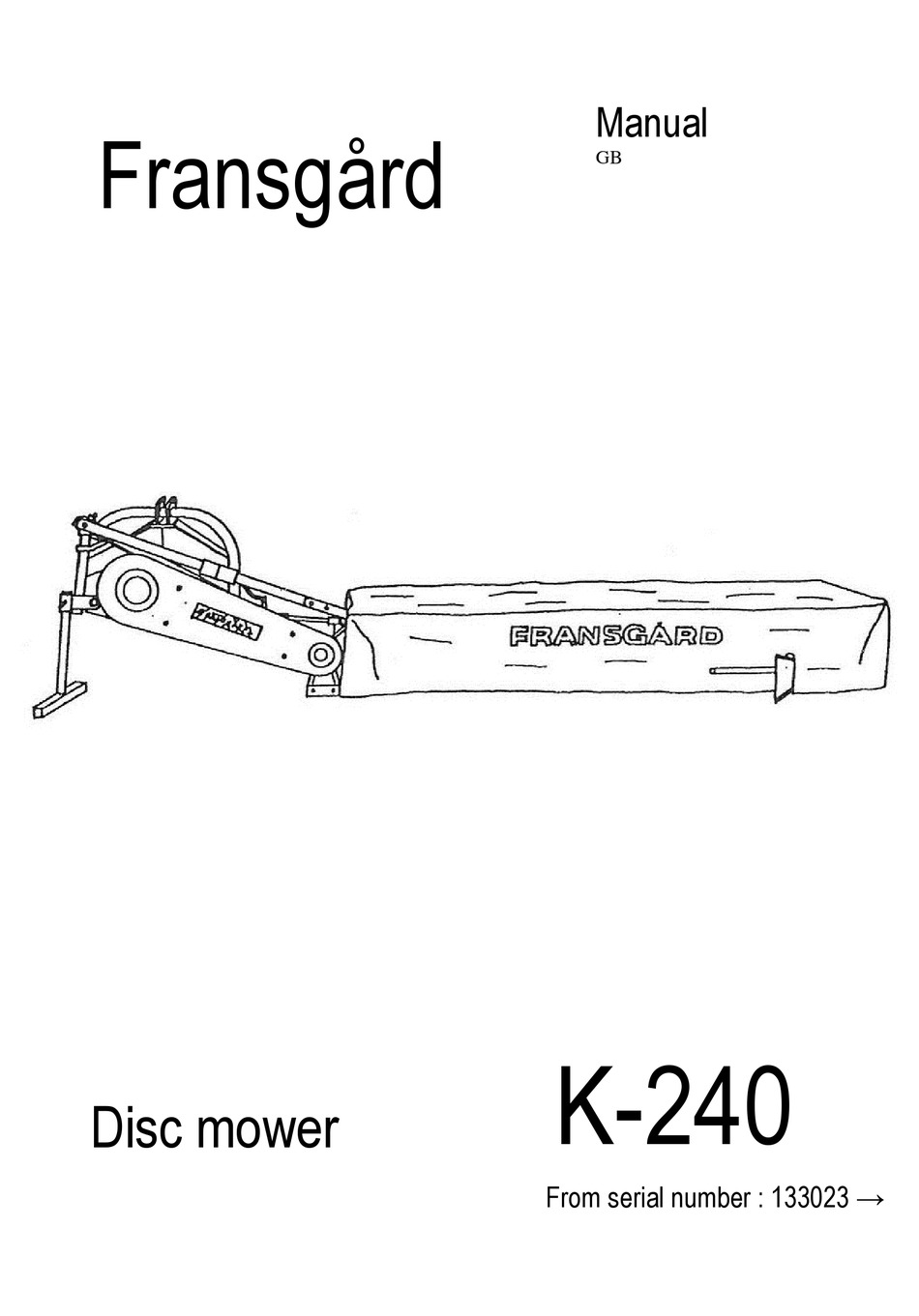 FRANSGARD K240 MANUAL Pdf Download ManualsLib