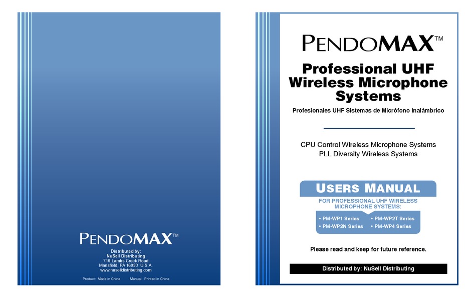 PENDOMAX PM WP1 SERIES USER MANUAL Pdf Download ManualsLib