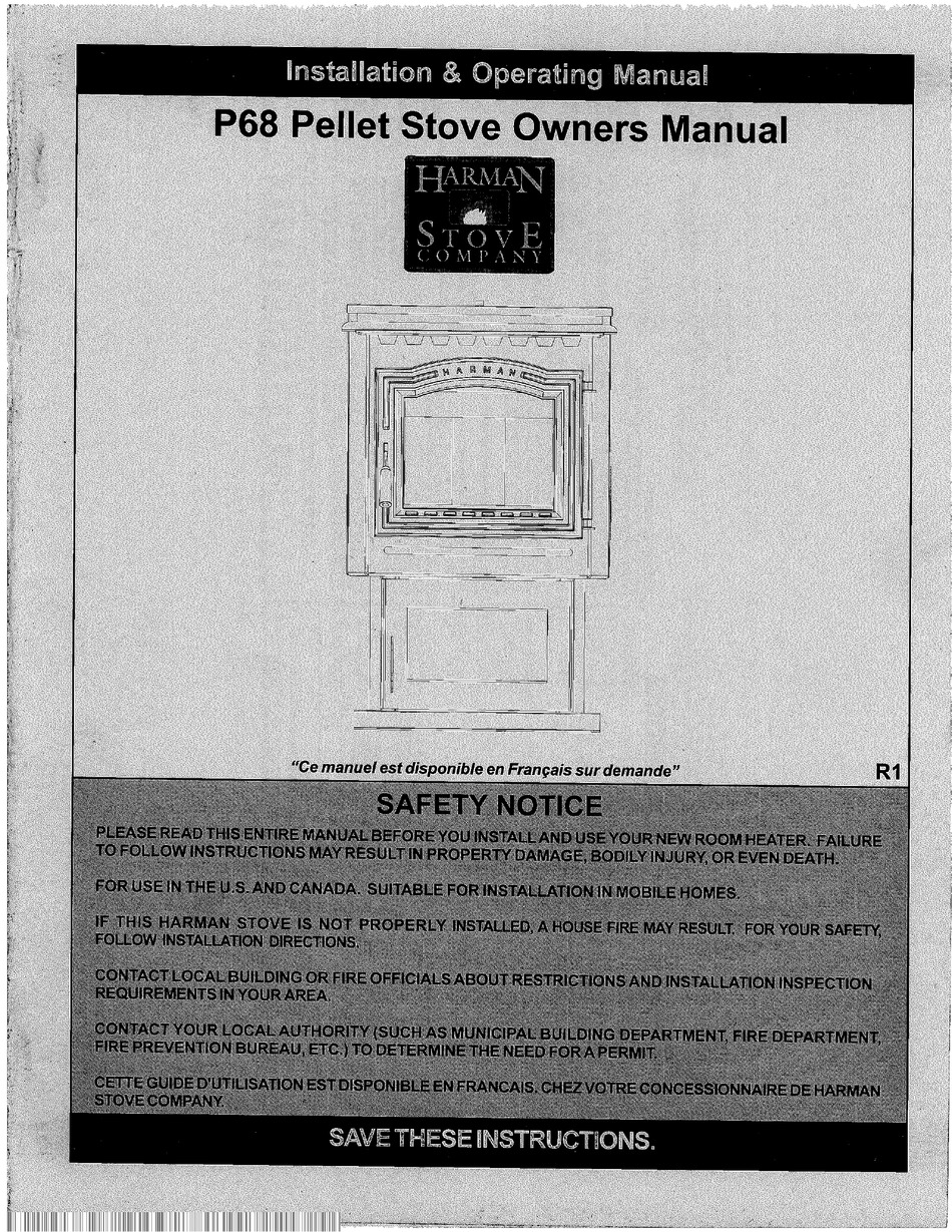 HARMAN STOVE COMPANY P68 OWNER