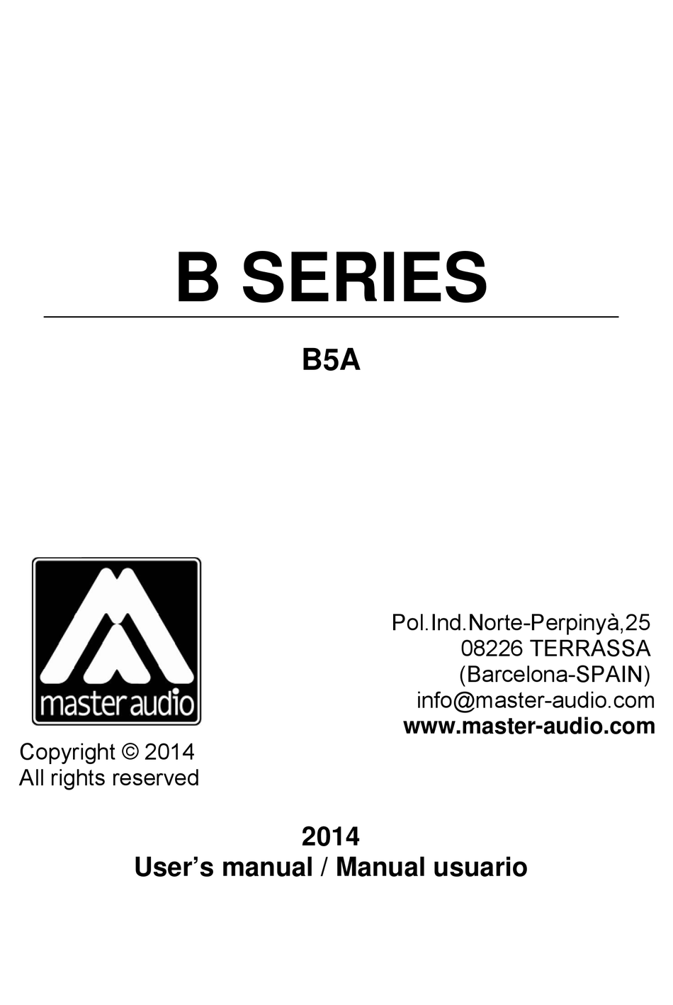 MASTER AUDIO B SERIES B5A USER MANUAL Pdf Download ManualsLib
