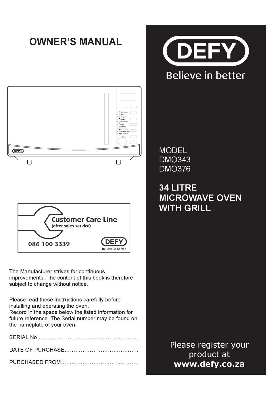 Defy Dmo343 Owner S Manual Pdf Download Manualslib