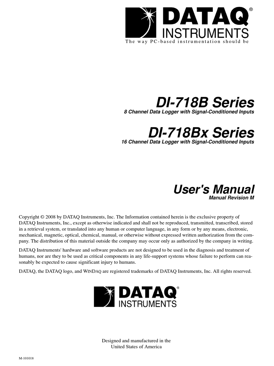 DATAQ INSTRUMENTS DI718B SERIES USER MANUAL Pdf Download ManualsLib