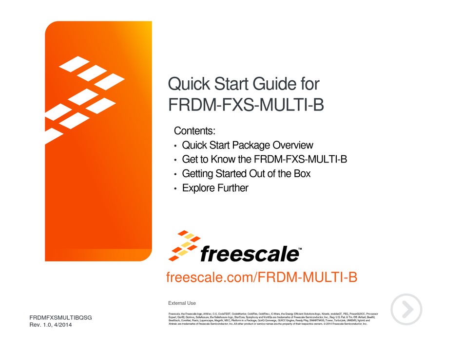 FREESCALE SEMICONDUCTOR FRDMFXSMULTIB QUICK START MANUAL Pdf