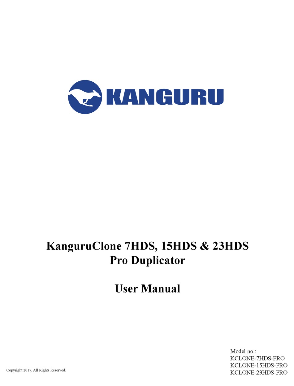 KANGURU KCLONE7HDSPRO USER MANUAL Pdf Download ManualsLib