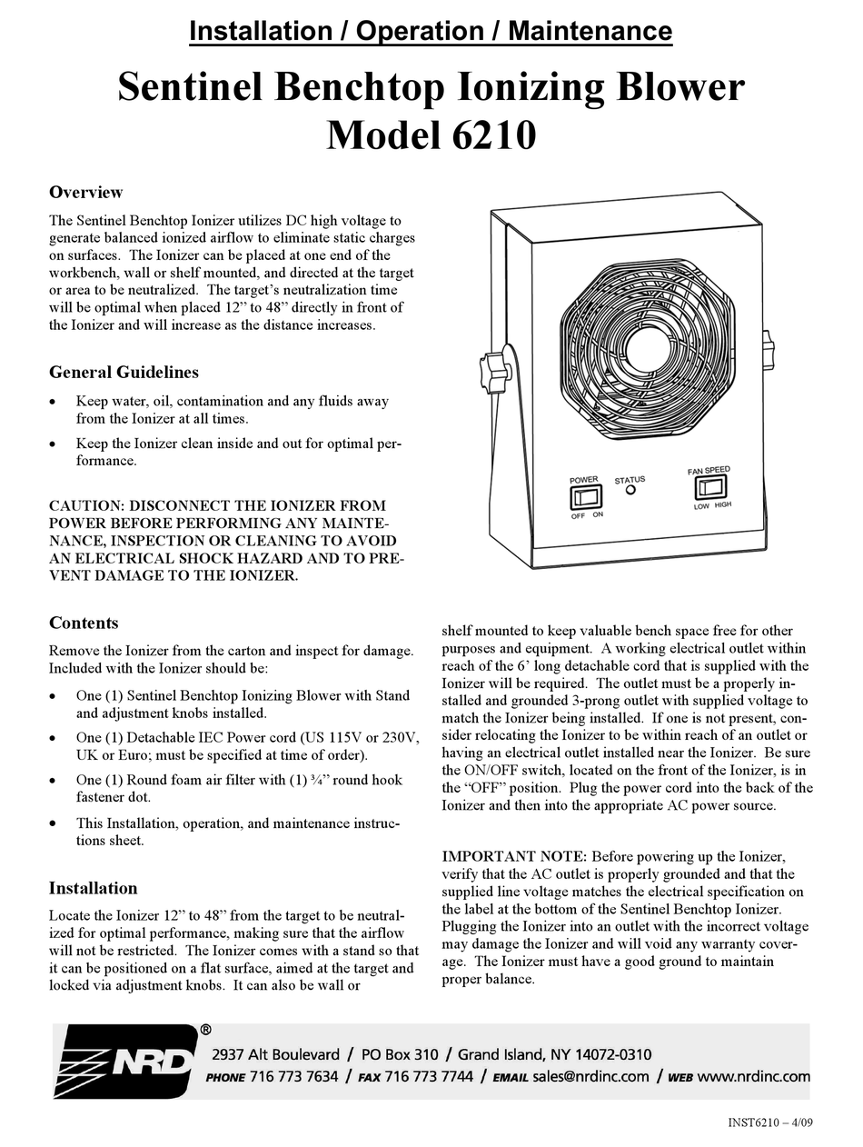 NRD SENTINEL 6210 INSTALLATION OPERATION & MAINTENANCE Pdf Download ...