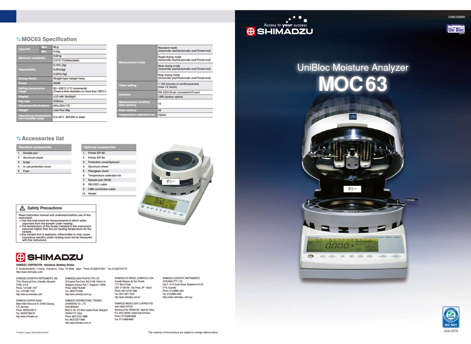SHIMADZU MOC63 MANUAL Pdf Download ManualsLib