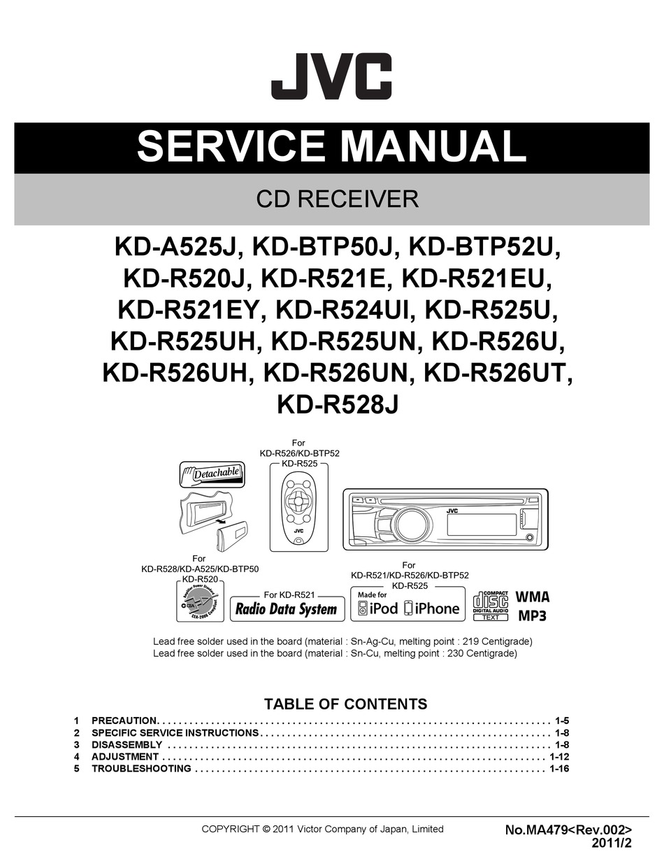 Jvc Kd A525j Service Manual Pdf Download Manualslib
