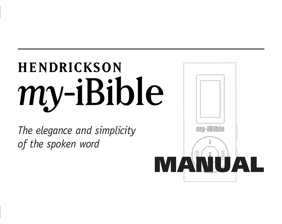 HENDRICKSON MYIBIBLE MANUAL Pdf Download ManuaLib