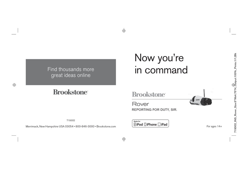 Control Layout Brookstone Rover Quick Start Manual Page 9