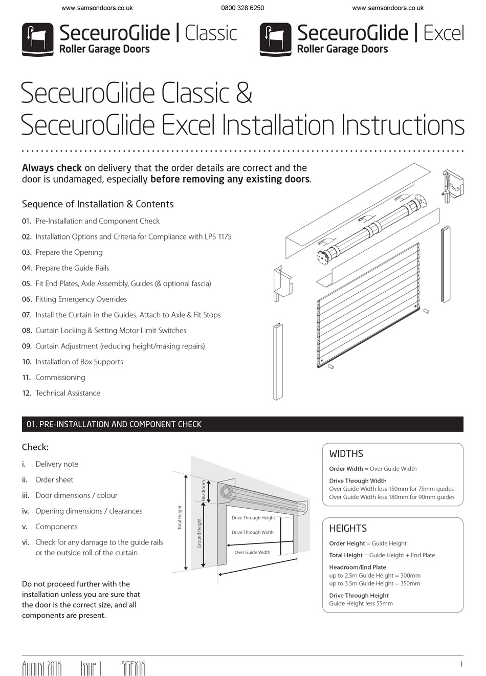 SWS SECEUROGLIDE CLASSIC INSTALLATION INSTRUCTIONS MANUAL Pdf Download