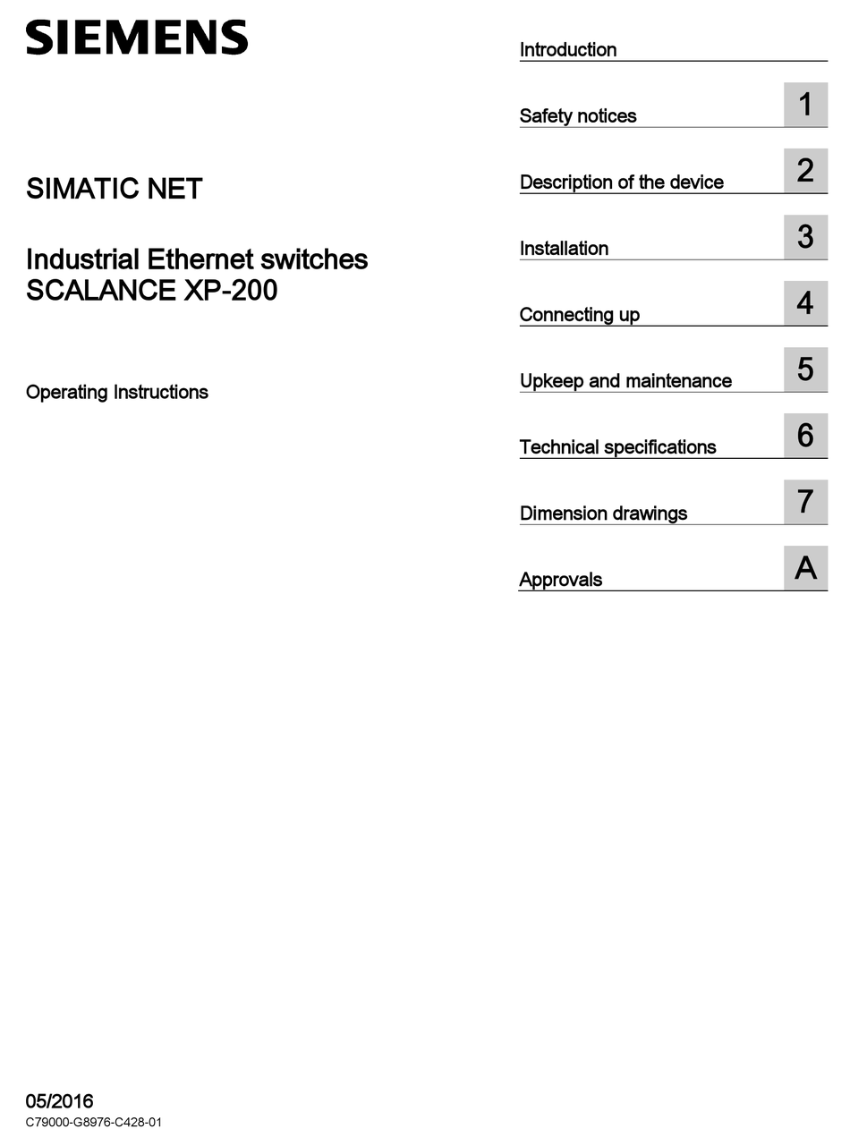 SIEMENS SCALANCE XP200 OPERATING INSTRUCTIONS MANUAL Pdf Download