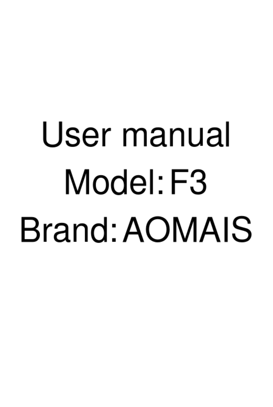 Aomais F3 User Manual Pdf Download Manualslib