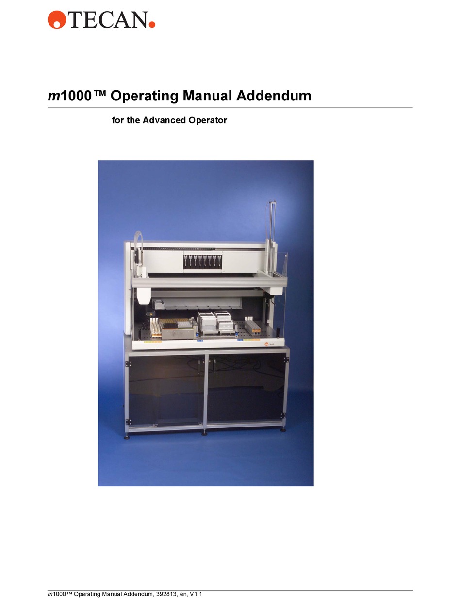 TECAN M1000 OPERATING MANUAL ADDENDUM Pdf Download | ManualsLib