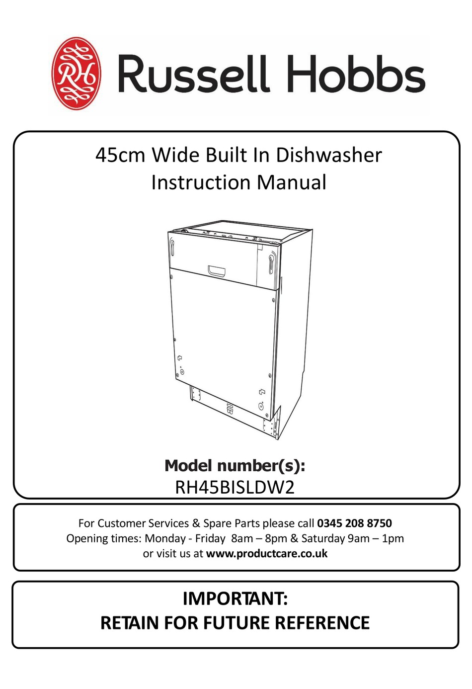 Russell Hobbs Rh45bisldw2 Instruction Manual Pdf Download Manualslib