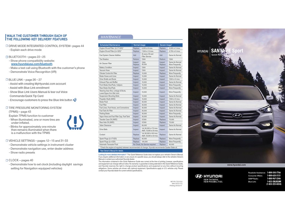 HYUNDAI SANTA FE SPORT QUICK REFERENCE MANUAL Pdf Download  ManualsLib