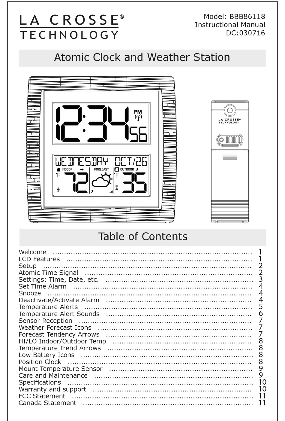 LA CROSSE TECHNOLOGY BBB86118 INSTRUCTIONAL MANUAL Pdf Download