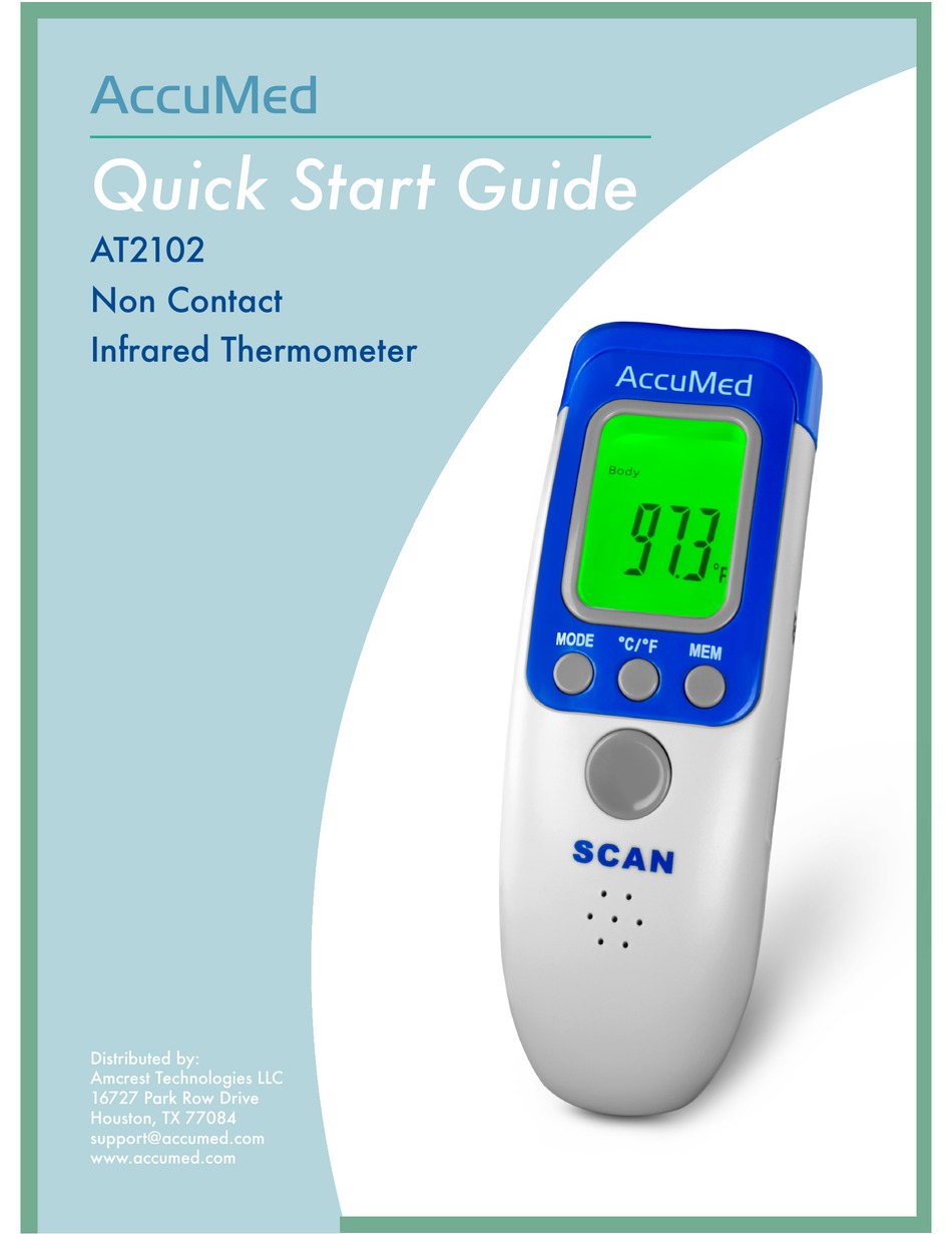 AccuMed AT2103 Non-Contact Infrared Thermometer for Forehead, Body, Surface  & Room