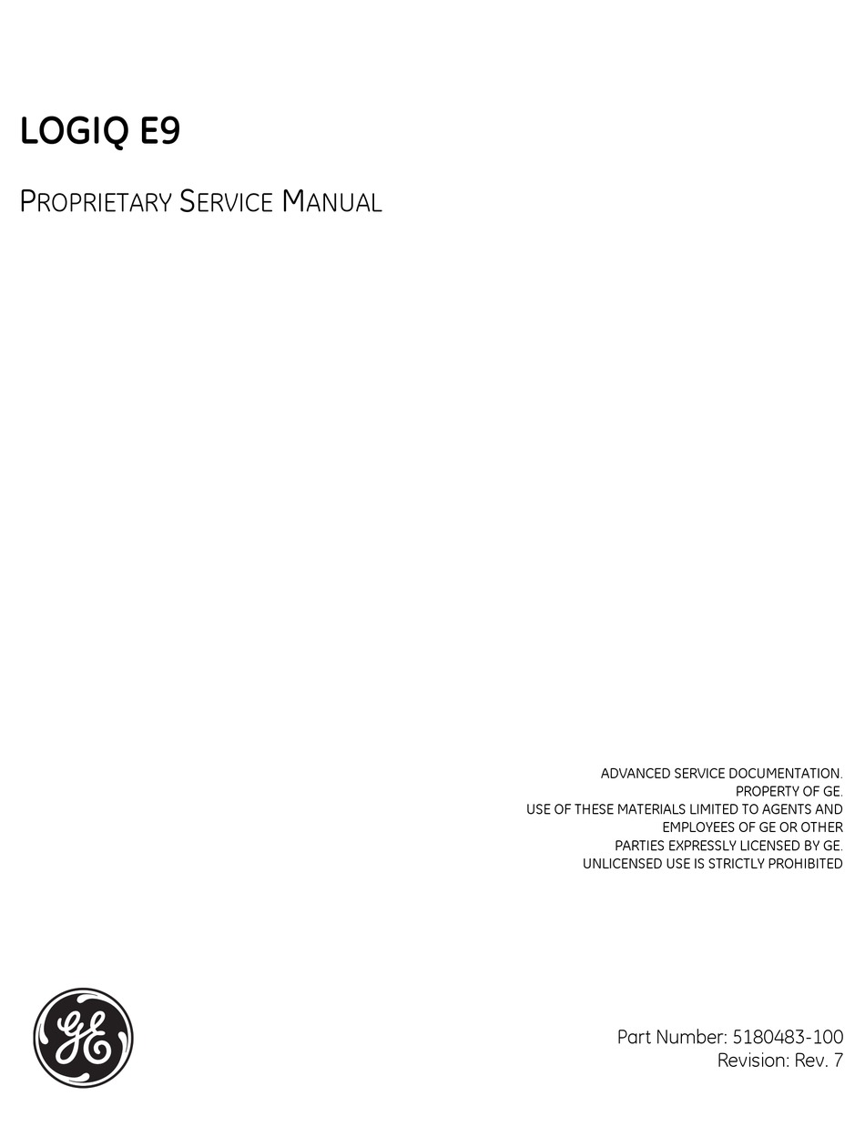 GE LOGIQ E9 SERVICE MANUAL Pdf Download | ManualsLib