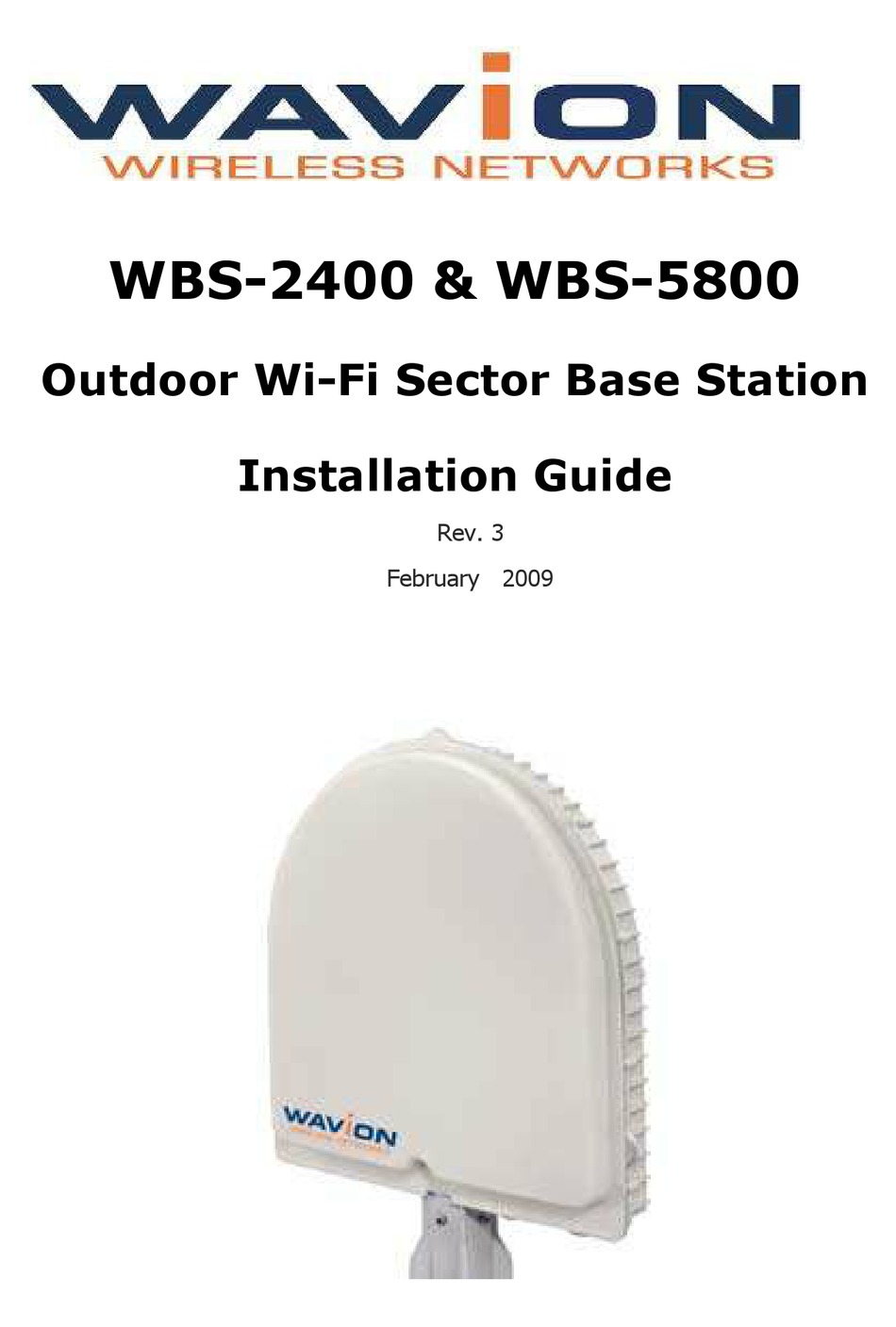 WAVION WBS-2400 INSTALLATION MANUAL Pdf Download | ManualsLib