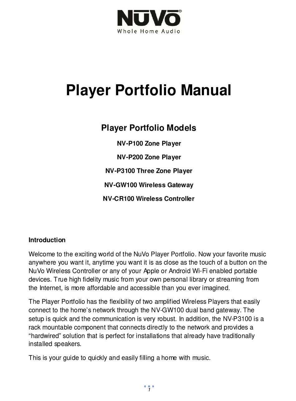 NUVO NV-P100 MANUAL Pdf Download | ManualsLib