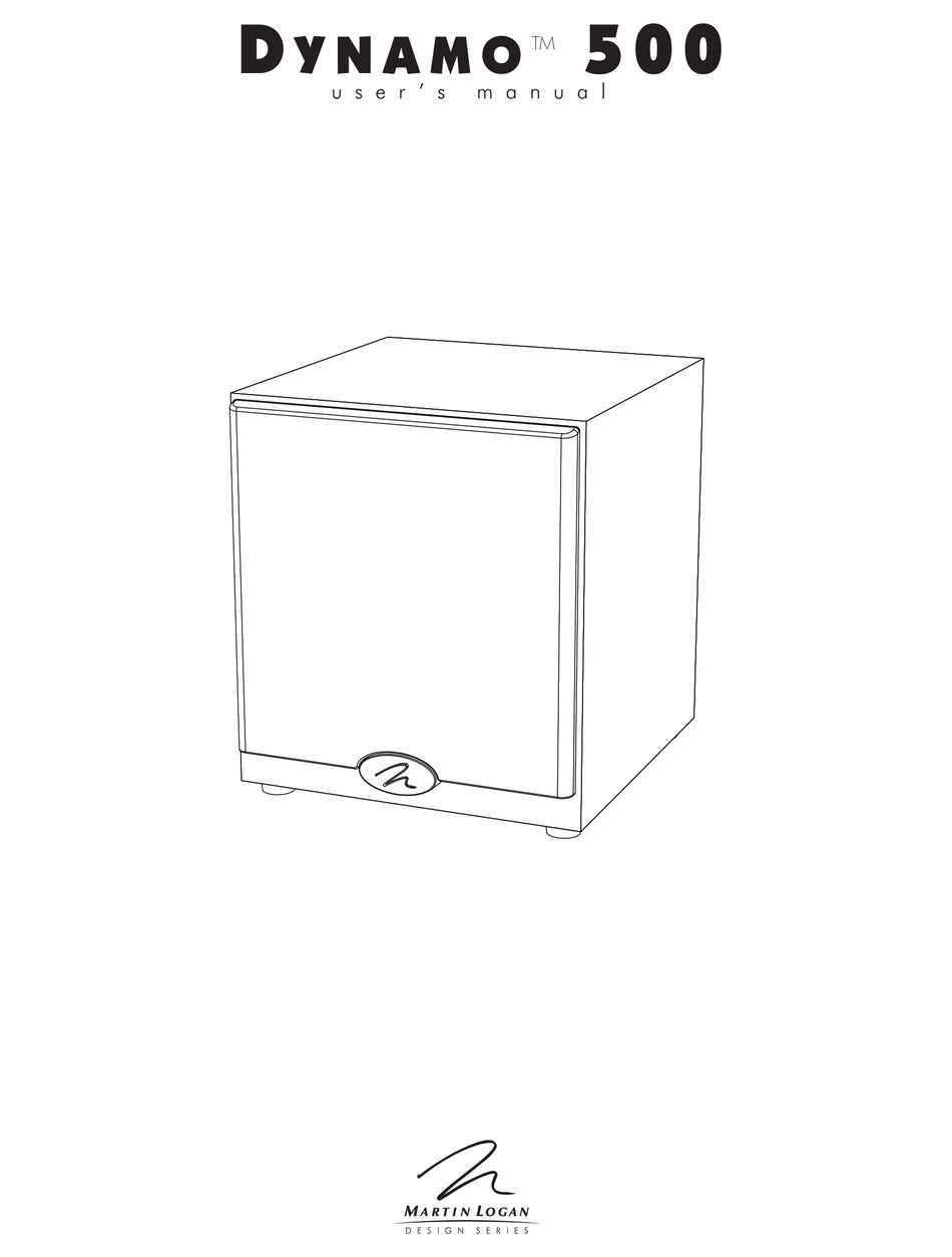 MARTINLOGAN DYNAMO 500 USER MANUAL Pdf 