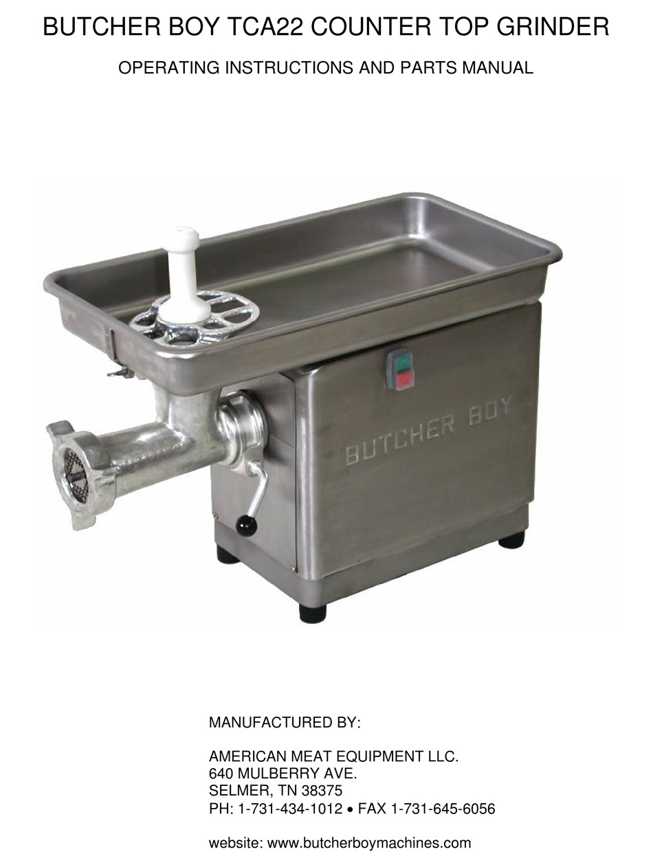 BUTCHER BOY TCA22 OPERATING INSTRUCTIONS AND PARTS MANUAL Pdf Download