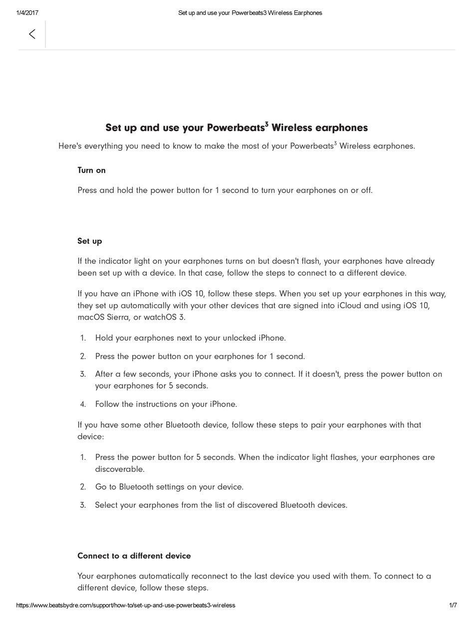 BEATS POWERBEATS3 SETUP AND USER MANUAL Pdf Download | ManualsLib