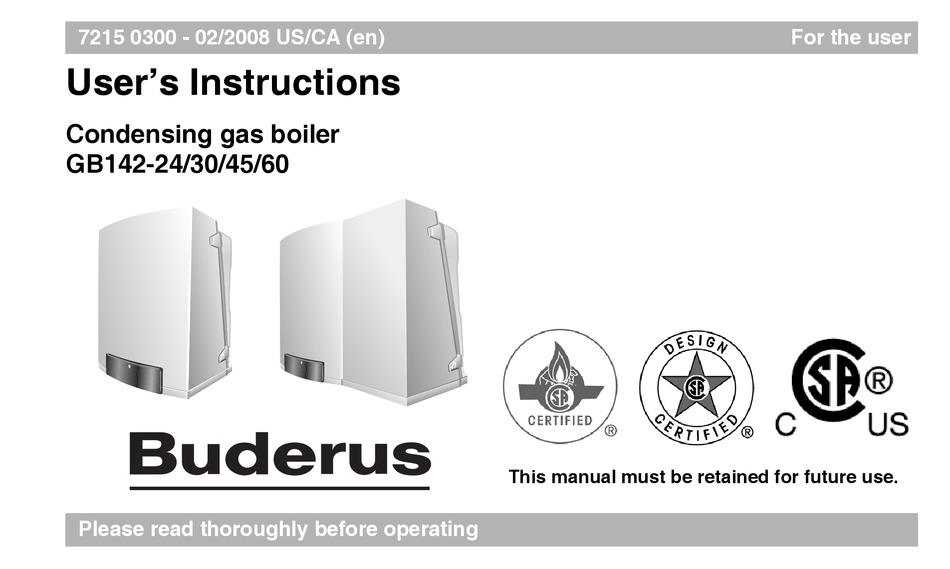 Buderus Gb142 24 User Instructions Pdf Download Manualslib