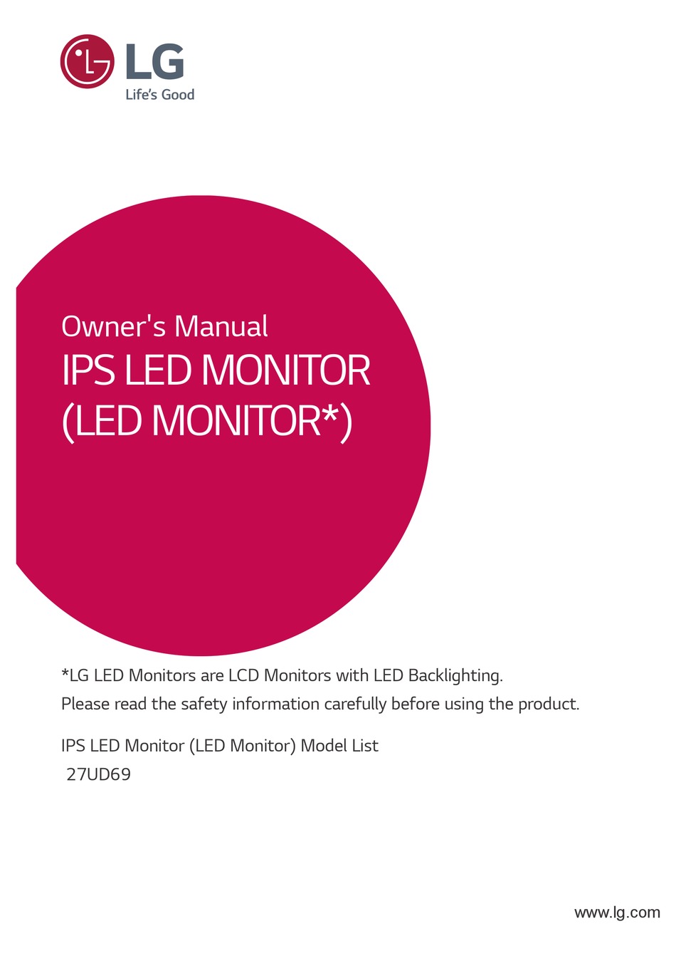 LG 27UD69 OWNER'S MANUAL Pdf Download | ManualsLib