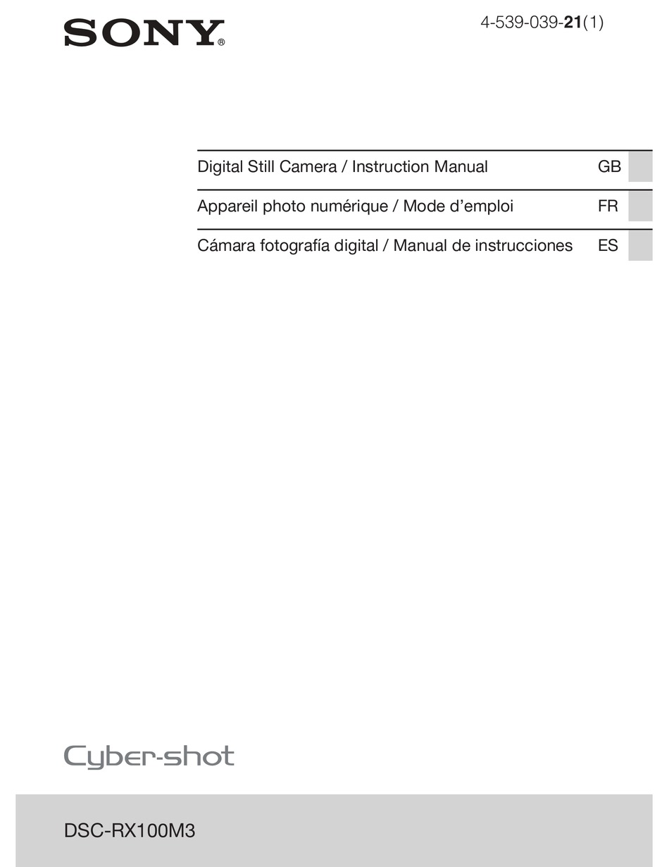 Sony Cyber Shot Dsc Rx100m3 Instruction Manual Pdf Download Manualslib