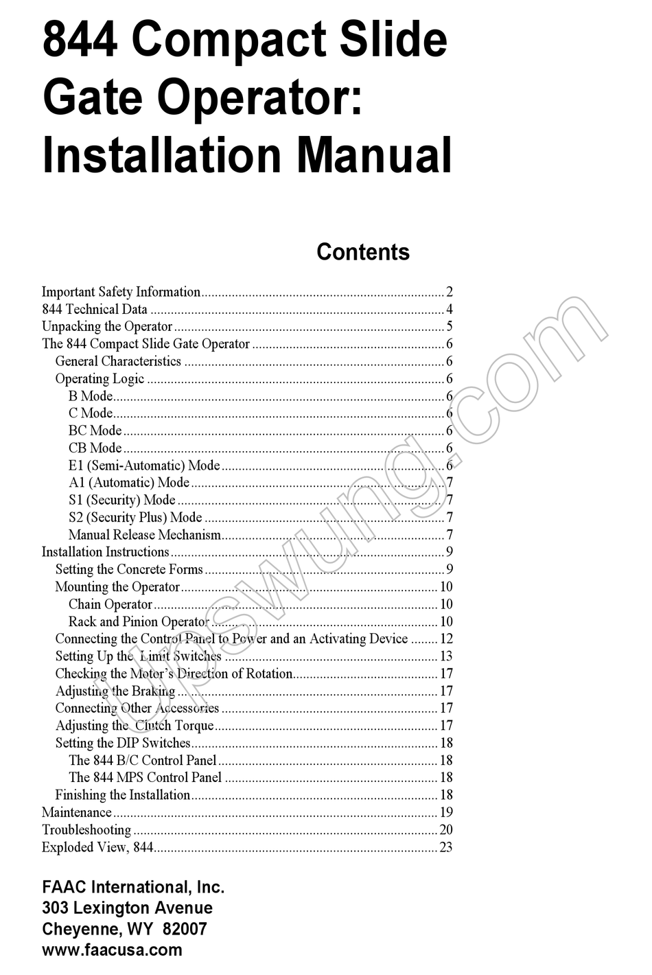 Faac 844 Installation Manual Pdf Download Manualslib Faac 844 Installation Manual Pdf Download Manualslib