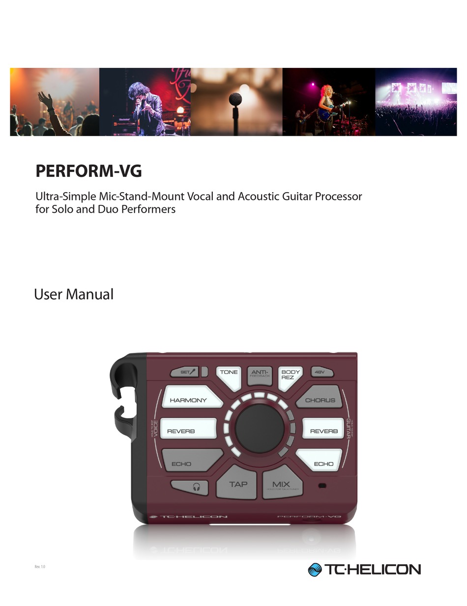 Tc Helicon Perform Vg User Manual Pdf Download Manualslib