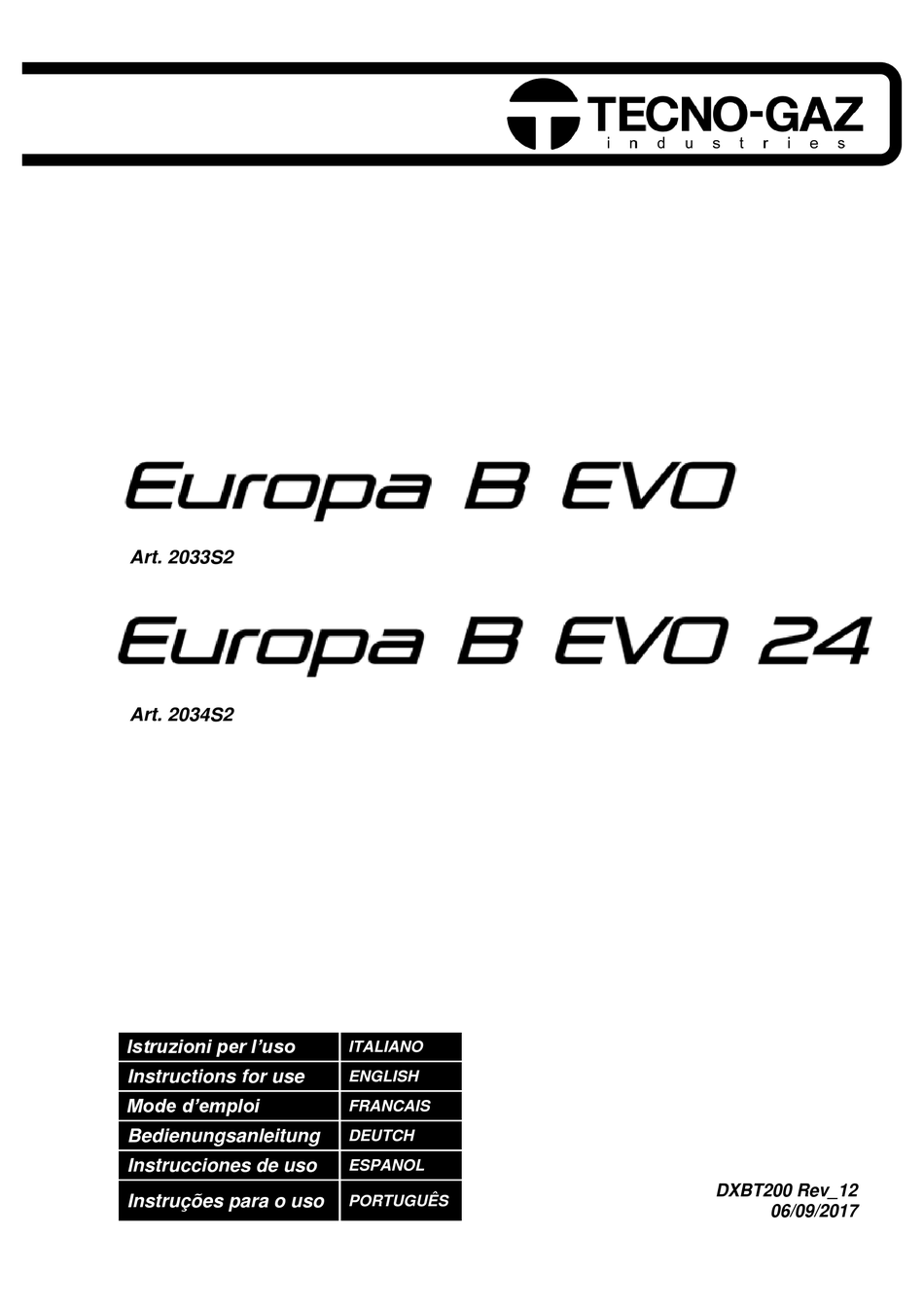 TECNO-GAZ EUROPA B EVO INSTRUCTIONS FOR USE MANUAL Pdf Download ...