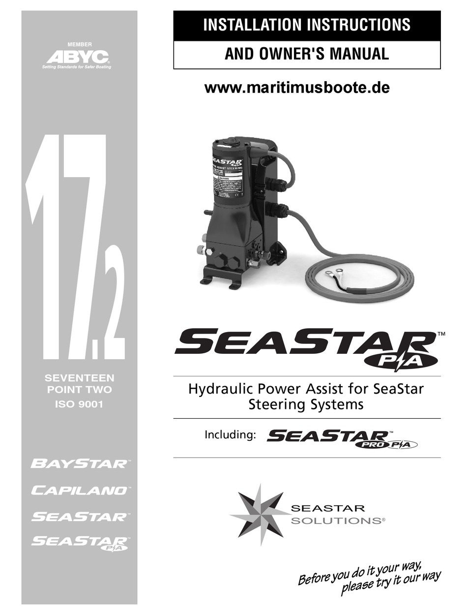 Seastar Pa1200 2 Installation Instructions And Owner S Manual Pdf Download Manualslib