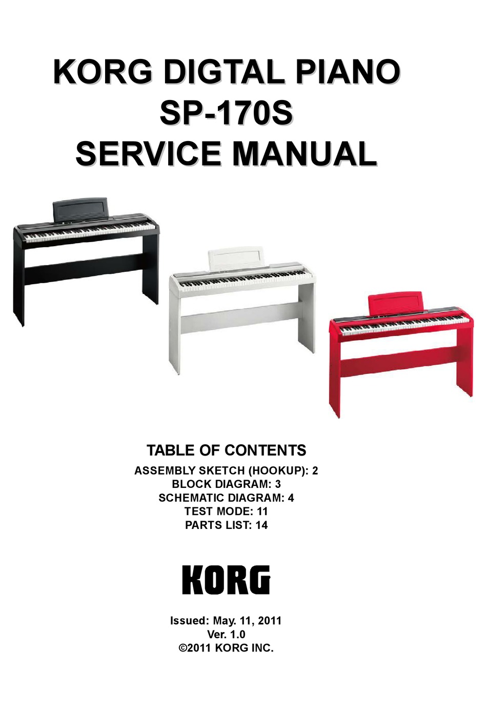 Korg Sp 170s Service Manual Pdf Download Manualslib