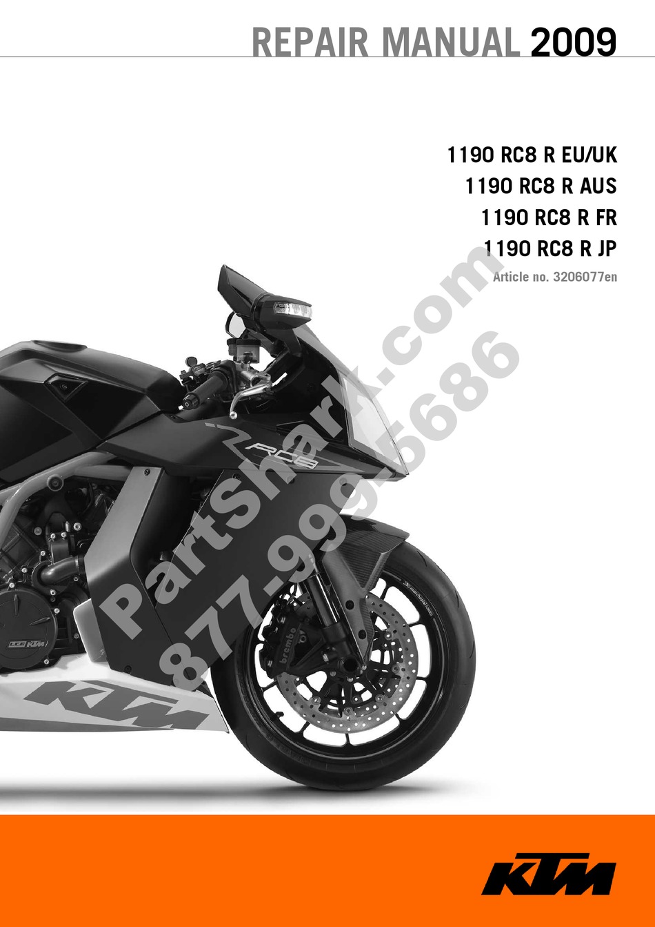 品質検査済 RC8 KTM RC8R サービスマニュアル CD-R 2009-2013 - その他