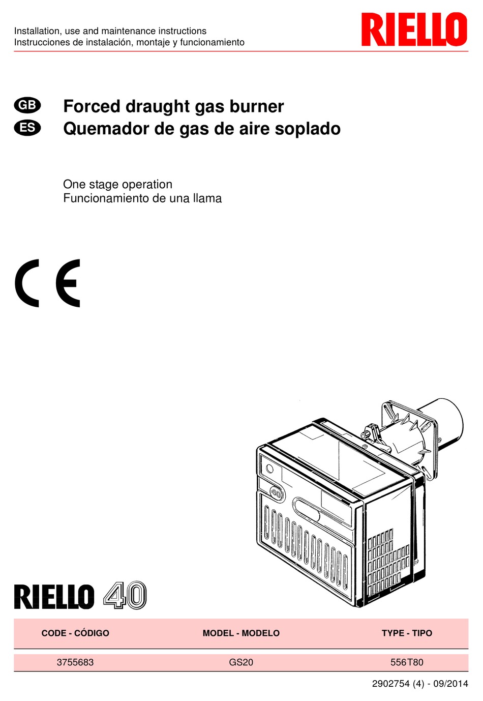 RIELLO GS20 INSTALLATION, USE AND MAINTENANCE INSTRUCTIONS Pdf Download