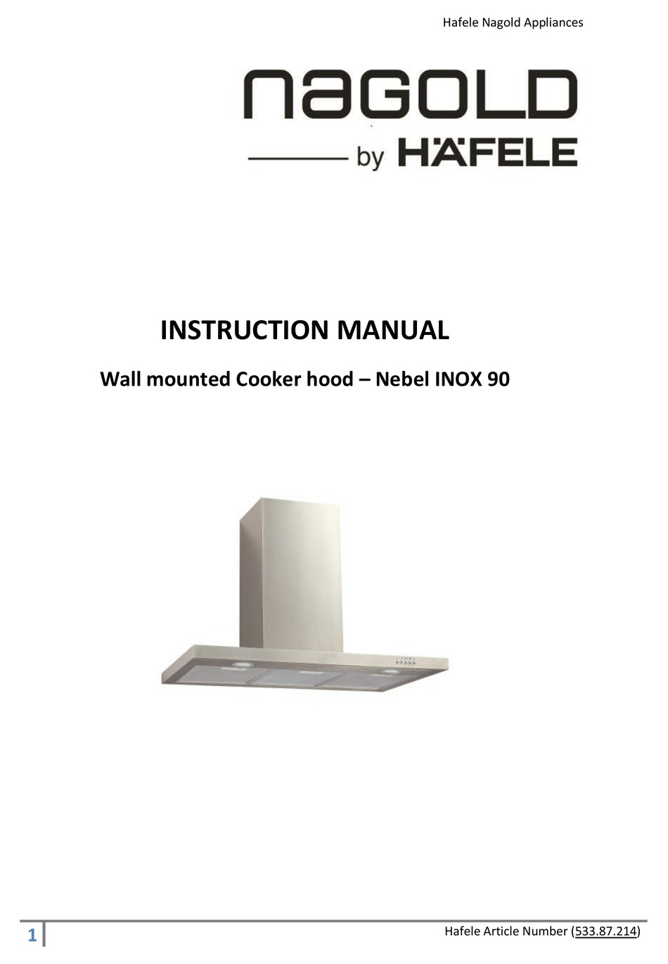 Hafele Nagold Nebel Inox 90 Instruction Manual Pdf Download Manualslib